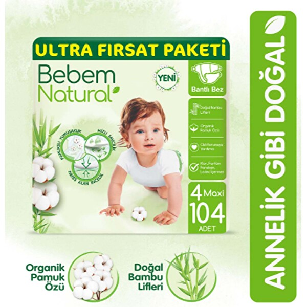Bebem Ultra Fırsat Maxi 4 Numara 104 Adet