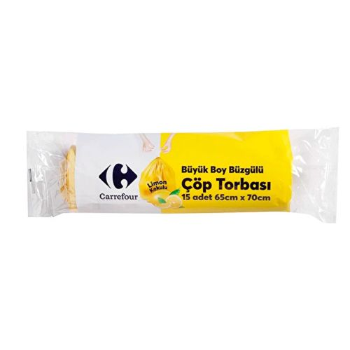 Carrefour Büzgülü Limon Çöp Torbası 15 Adet 65x70 Cm