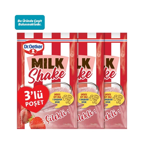 Dr. Oetker Toz İçecek Milkshake 3lü Çilekli 69 Gr