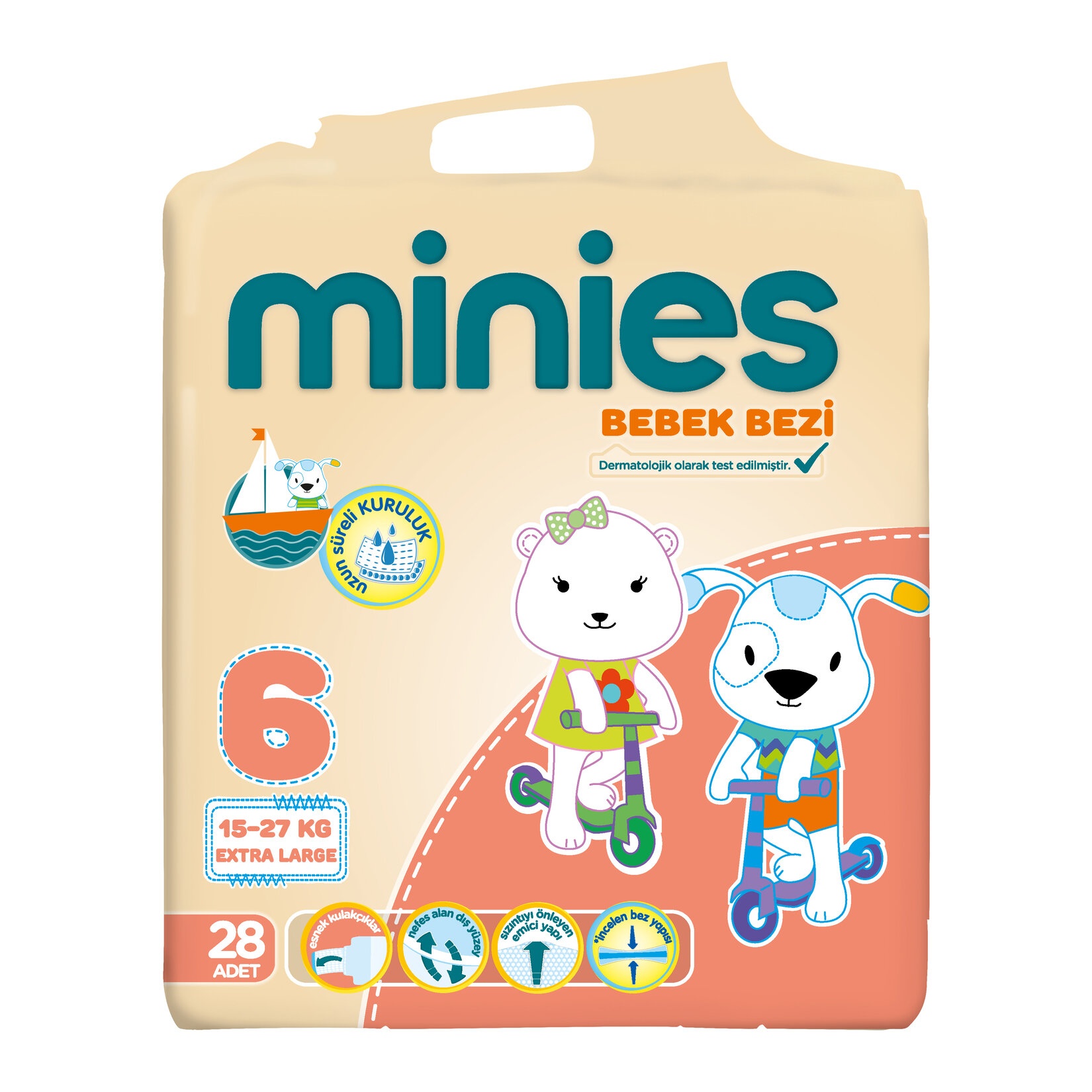 Minies Bebek Bezi Extra Large 6 Beden 15-27 Kg 28 Adet