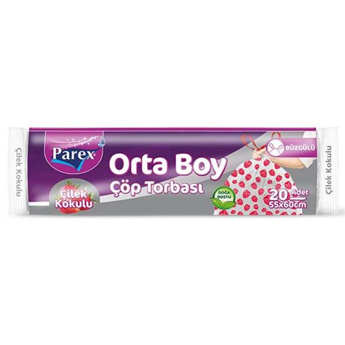 Parex Büzgülü Çöp Torbası Çilek Kokulu Orta Boy 15 Adet