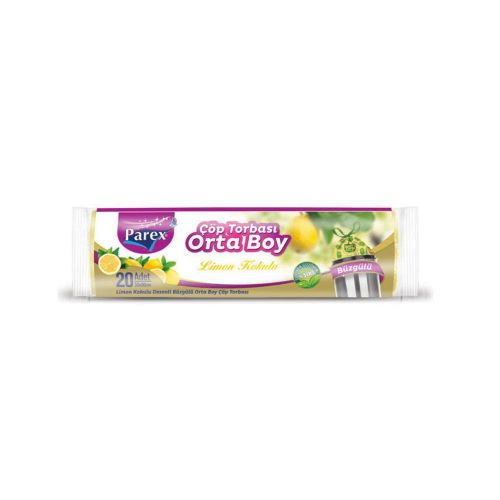 Parex Büzgülü Çöp Torbası Limon Kokulu Orta Boy 15 Adet