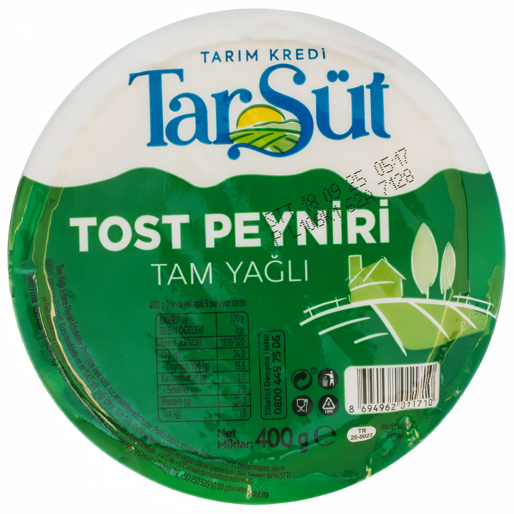 Tarsüt Tam Yağlı Tost Peyniri 400 Gr